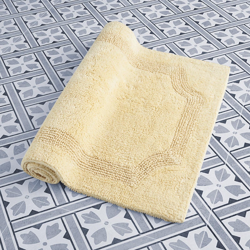 Laura Ashley - Reversible Cotton Bath Mat, Premium Bathroom DÃ©cor, Machine Washable Bathroom Rug, Highly Absorbent, 17"x24", Yellow - Image 2